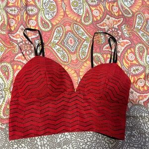 Bebe Red and Black Crop Top